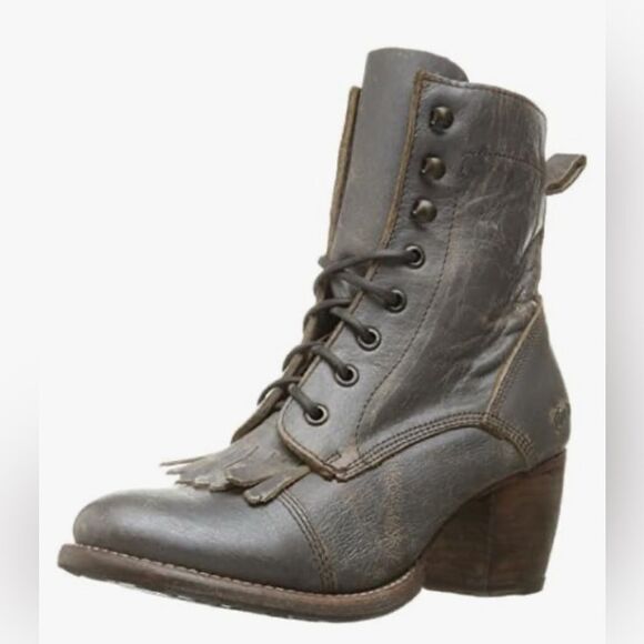 BEDSTU FINIS Lace Up Western BOOTIES in gray with kiltie detail 7.5 - Picture 1 of 16